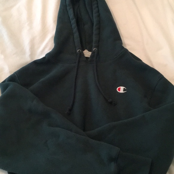 champion green cropped hoodie